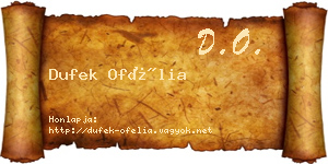 Dufek Ofélia névjegykártya